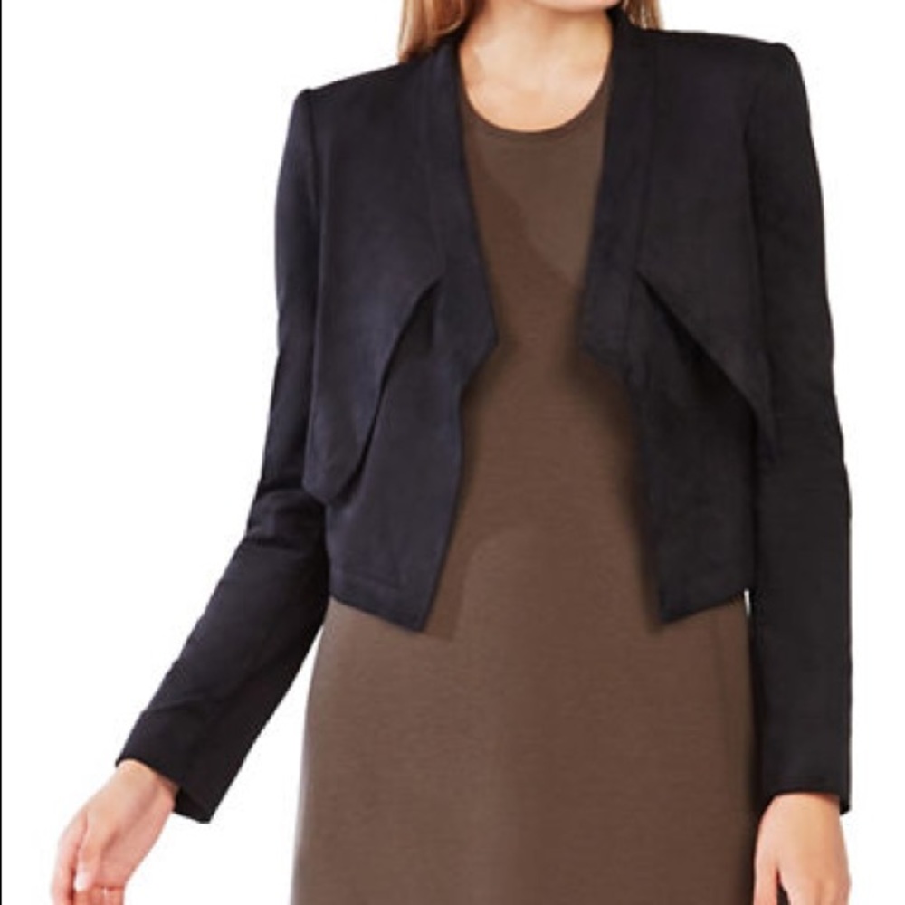 BCBGMAXAZRIA Faux Suede Luke open front jacket